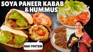 Soya Paneer Kabab and Hummus Recipe | High Protein Low Carbs