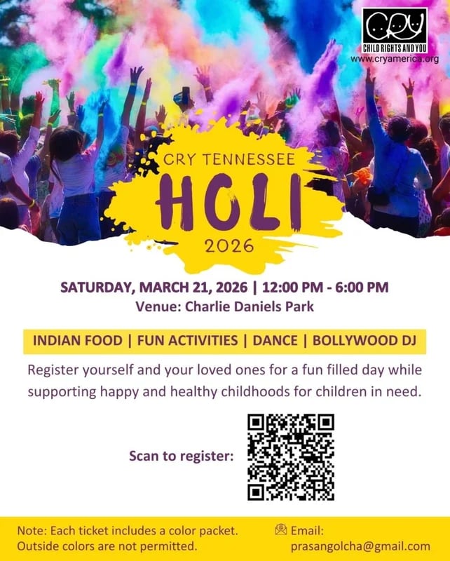 CRY Tennessee Holi 2026