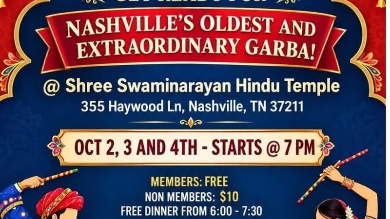 Nashville's Oldest and Extraordinary Garba (Night 3 of 3: Sun, Oct 4)